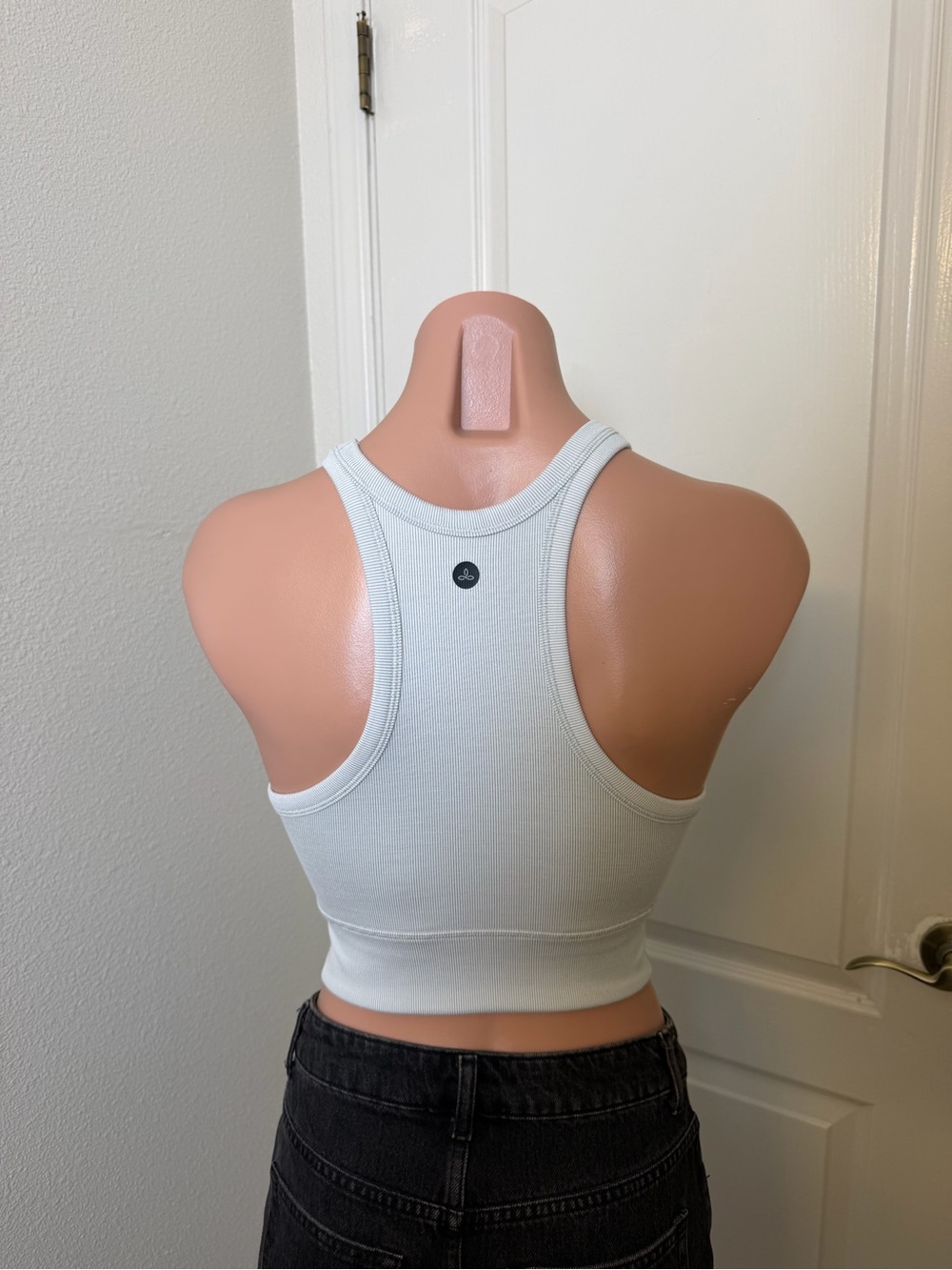 Prana White Ribbed Racerback Cropped Tank - Picture 3 of 4